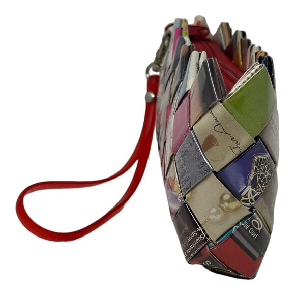 ECOIST Woven Wrappers Recycled Magazine Zippered Wristlet Clutch Purse - Picture 2 of 10